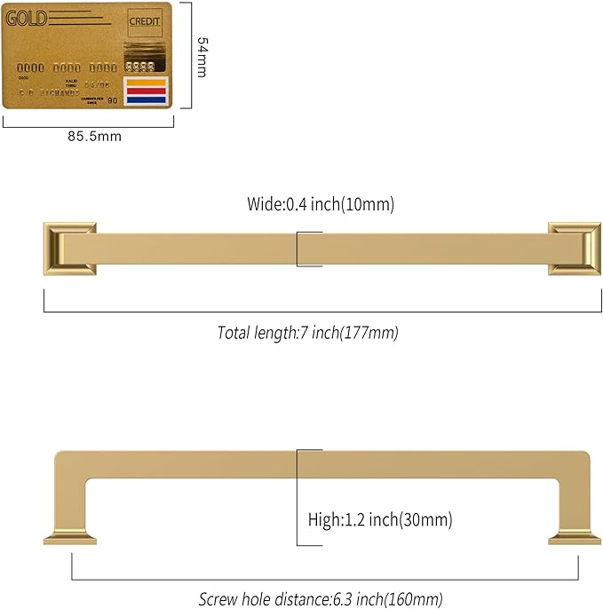 10 Pack 6.3"(160mm) Champagne Bronze Cabinet Pulls Kitchen Cabinet Drawer Handles Champagne Hardware for Cabinets Cupboard
