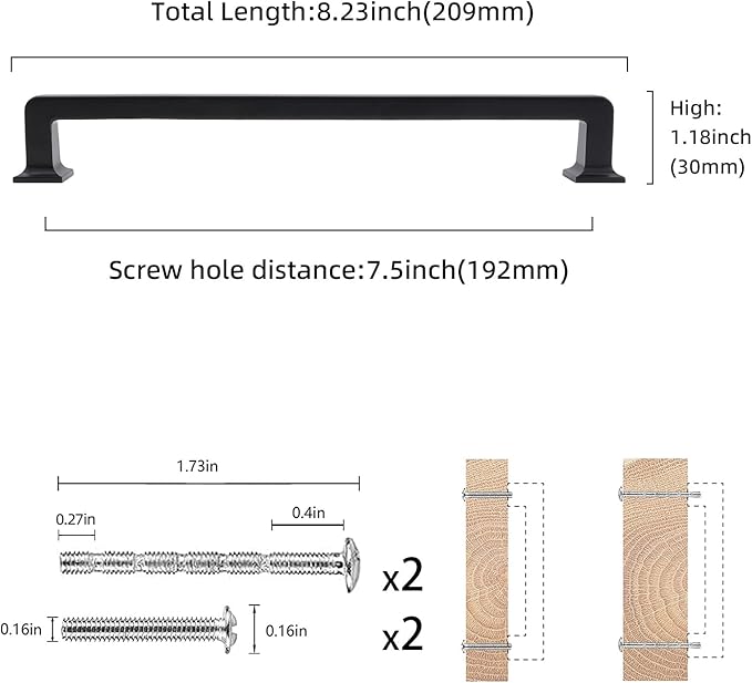 COTYKILEY 10 Pack 7.5 Inch(192mm) Oil Rubbed Bronze Cabinet Handles Kitchen Cabinet Pulls Cabinet Door Handles Kitchen Cabinet Hardware Cupboard Drawer Pulls Dresser Handles