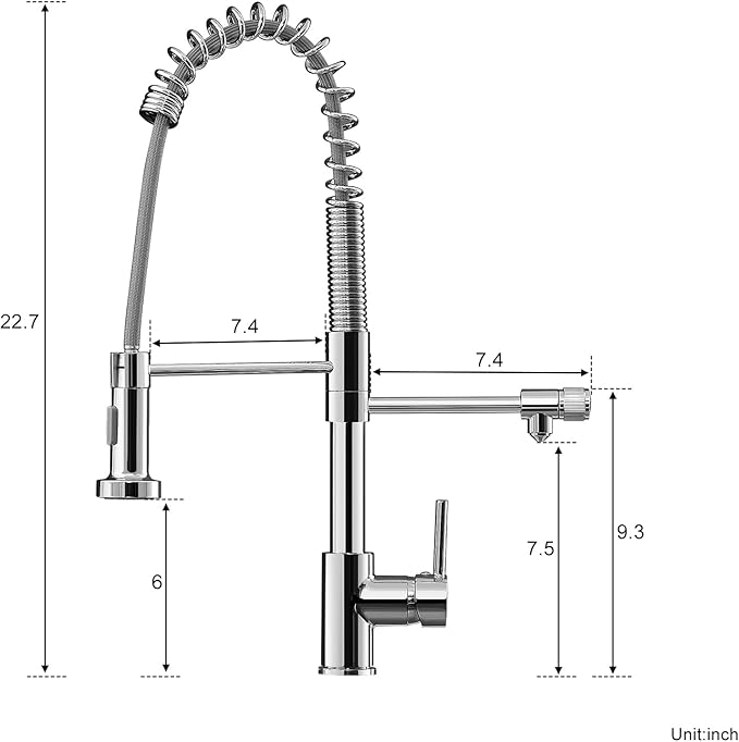 MENATT Commercial 3 in 1 Kitchen Faucet with Drinking Water Faucet, Pull-Down Single Handle Filter Kitchen Sink Tap for Water Filtration System, Brushed Nickel(Without Water Filtration Device)