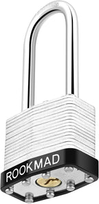 Keyed Padlocks, Laminated Steel Padlock, Keyed Alike Locks with Same Keys, Long Shackle, PE Plastic Hoop, The Lead Content of This Pad Lock complies with CA65, 80 Pack
