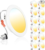 Ensenior 4 Inch LED Can Lights 12 Pack, Dimmable Retrofit Led Recessed Lighting, 5CCT Adjustable Color Temperature (2700K-5000K), 7W=77W 700LM, IC & Damp Rated, FCC