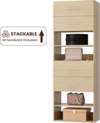 ROOMTEC 31.5" 2 Drawer Short Tower Closet Unit, Modular Closet System with Drawers and Shelf, Wardrobe Organizer for Bedroom or Walk-in Closet, Wall Mounted, Customizable Clothes Storage Unit, Wood