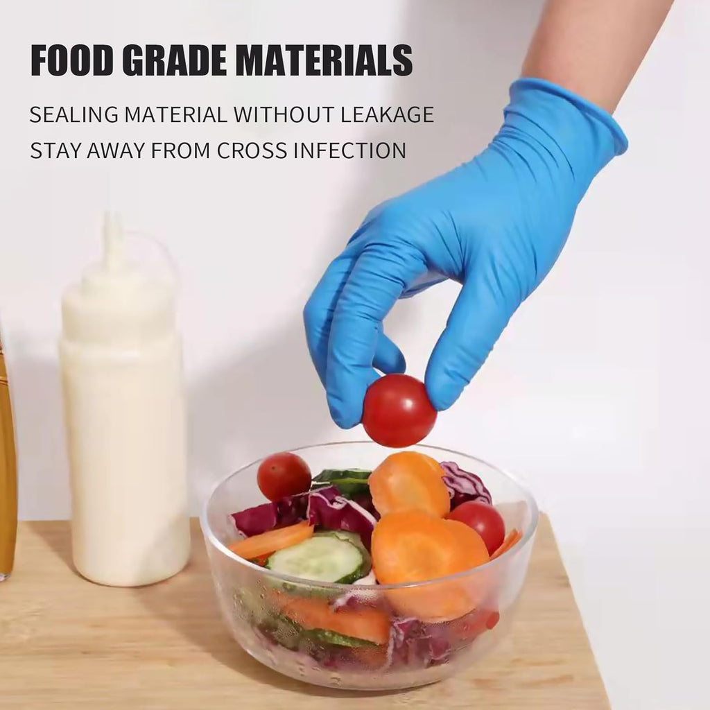 LW Concept Blue Nitrile Gloves,Disposable, Strong, 4mil Cooking Gloves, Latex Free Powder Free