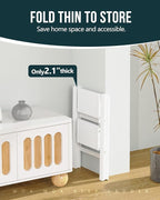 WOA WOA Step Ladder, Widen Pedals Foldable Step Stool, Lightweight Aluminum Ladder, Easy to Move Around, Anti-Slip Foot Stepladder for Household, Fold Thin & Space Save, 300 lbs Load (2 Step, White)