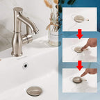 Bathroom Sink Drain with Overflow, Brushed Nickel Pop Up Drain 2 Pack, All Metal Bathroom Sink Stopper for Vanity Vessel Sink, Stainless Steel and Brass, RM083J-P2