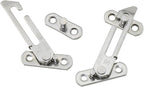 2PCS 10x4.5CM Window Hook Automatic Limiter Silver Stainless Steel Safety Window Opening Restrictor Lock for Window Frame and Sash with Distance of 14 to17MM Inside and Outside Window