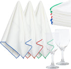 VitalCozy 6 Pcs Wine Glass Polishing Cloths Large Microfiber Cleaning Cloths 25 x 20 Inch Lintless Towels for Drying Wine Glasses Cleaning Window Stemware Dishes Glassware (Burgundy, Blue, Green)