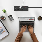 HEZI 8 Outlet Heavy Duty Power Strip, 15Amp Metal Mountable Surge Protector (2700J), Industrial Wall Mount Power Strip for Home, Office, Garage & Workshop, 15FT 14AWG Extension Cord