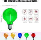 10 Pack G40 Green Led Replacement Bulbs,E12/C7 Candelabra Base,1 Watt Shatterproof Colored Bulbs for Christmas Halloween Outdoor Indoor Decor (Green)