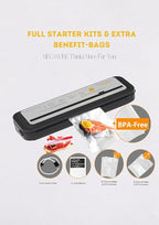 MEGAWISE 202309 Updated Model B w/ 4 Food Type/3 Bag Type Selection Food Vacuum Sealer Builtin Cutter for Fresh Saver of all food types moist, dry cold