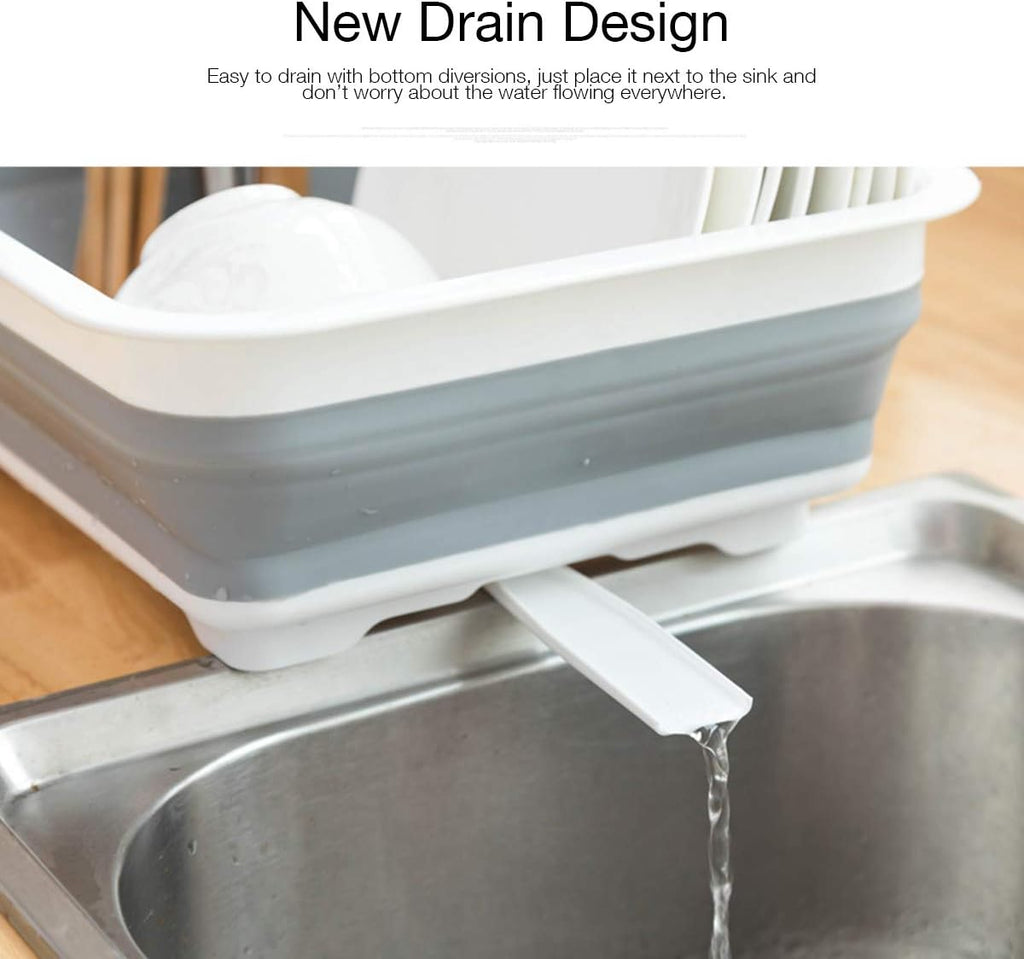 THANSTAR Collapsible Dish Drying Rack Portable Dinnerware Drainer Organizer for Kitchen RV Campers Travel Trailer Space Saving Kitchen Storage Tray