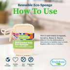 Truly Free Natural Cleaning Sponges, 100% Organic Luffa Dish Scrubber, Plant-Based Compostable Kitchen Dishwasher Sponge, Cleans Sink, Grout & Tile, Non Scratch Scouring Pad - 4.4 x 2.8 in, Pack of 3