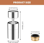 Hibbent NSF/ANSI/CAN 61 Certified Faucet Aerator, CUPC Certification 360 Degree Kitchen Sink Faucet Aerator, Dual-function Swivel Big Angle Kitchen Faucet Attachment, Faucet Replacement Part, Chrome