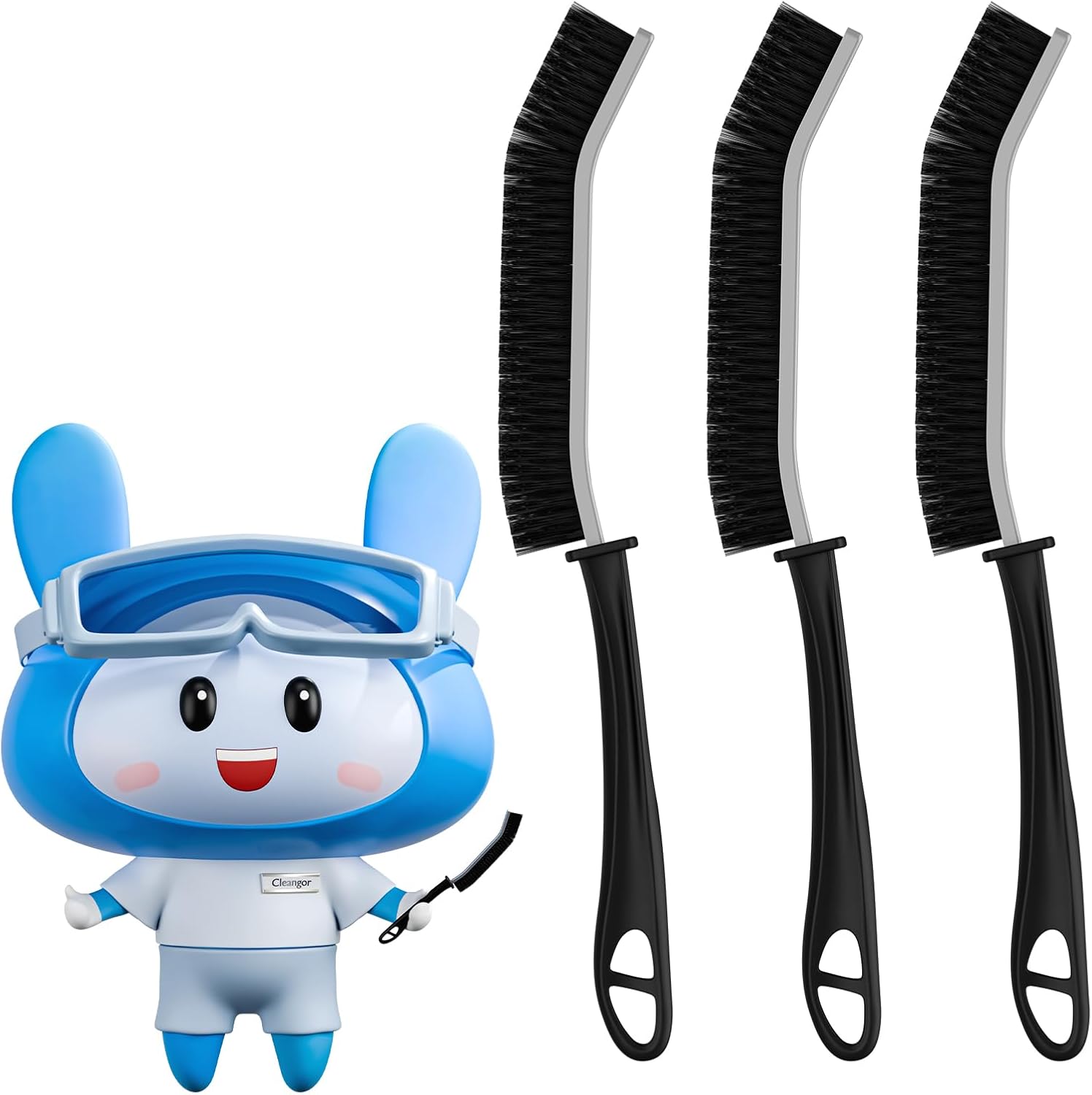 Crevice Cleaning Brushes, Scrub Brush for Hard to Reach Small Space, Home Essentials, Cleaning Supplies, Cleaning Tools for Household Use, Bathroom, Shower, Kitchen, Window, Toilet (3, Black)