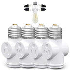 4 Pack, Light Socket to Plug Adapter, Convert E26 Light Socket to 3-Prong Outlet Adapter and Light Bulb Socket (White)