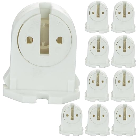 Diodesy- Non-Shunted T5 Lamp Rotary Lock Push-Up Socket for Linear Fluorescent & LED Tube Replacements White Finish Durable Construction Pack of 10