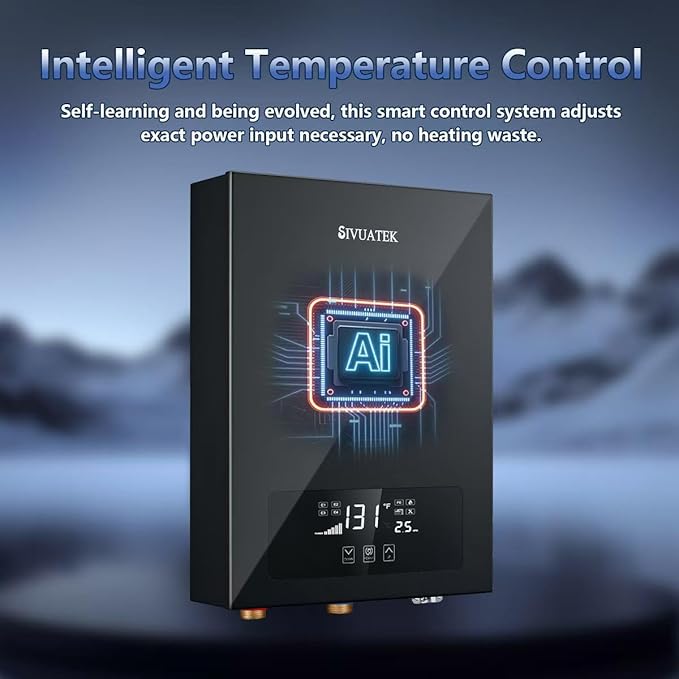 Electric Tankless Water Heater SIVUATEK 18kW, 240V - On-Demand Hot Water for Whole House - ETL Certified, Self Modulating - Compact Design for Easy Installation - for 3 Point of Use Hot Water