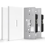 AIDA Digital Toggle Dimmer Switch for Dimmable LED, CFL & Incandescent Bulbs, Single Pole/3-Way, Screwless Wall Plate Included, UL Listed, No Neutral Wire Needed, Matte White (2 Pack)