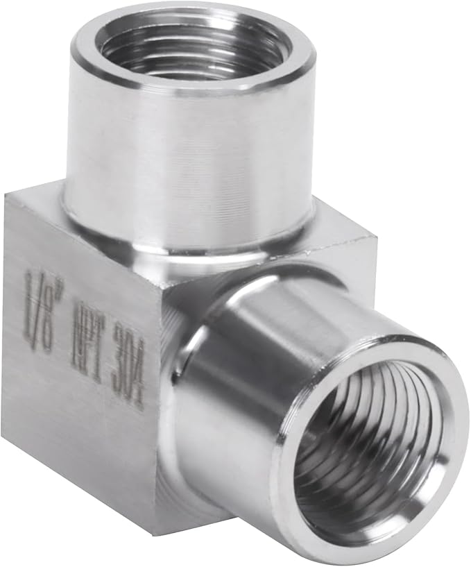 90 Degree Street Elbow - 1/8" NPT Female to 1/8" NPT Female Stainless Steel 304 Heavy Duty Forged Square Barstock Street Elbow Adapter Pipe Fitting (pack of 5)