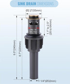 ALEASHA Bathroom Sink Drain with Overflow Vessel Sink Stopper, Pop Up Drain for Bathroom Sink Pop Up Drain Stopper for Hair Catcher, Brushed Gold