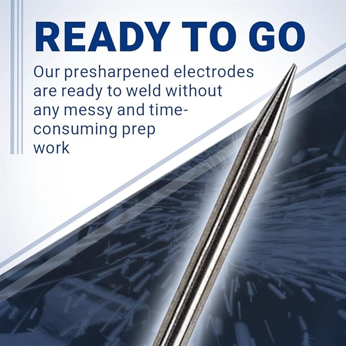 Pre-Ground TIG Tungsten Sharpened Electrodes Gold 1.5% Lanthanated 10-Pack (3/32” x 2.25”)