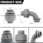 2 inch PVC Flexible Conduit Connector UL Listed Conduit Connector Fittings 12 Pack (8 Pcs 180D/4 Pcs 90D)