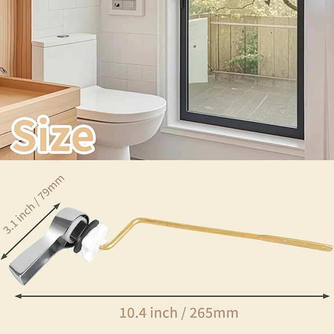 jamini Universal Side Mount Toilet Handle Kit - Durable Brass Lever with Chrome Finish, Adjustable Arm & Stainless Steel Flapper Chain for Most Toilets