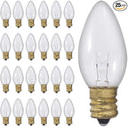 GoodBulb 7-Watt C9 Clear Holiday Light Bulbs Clear Incandescent Intermediate E17 Base 50 Lumens Warm White Color Christmas Holiday Decorations Pack of 25 Bulbs