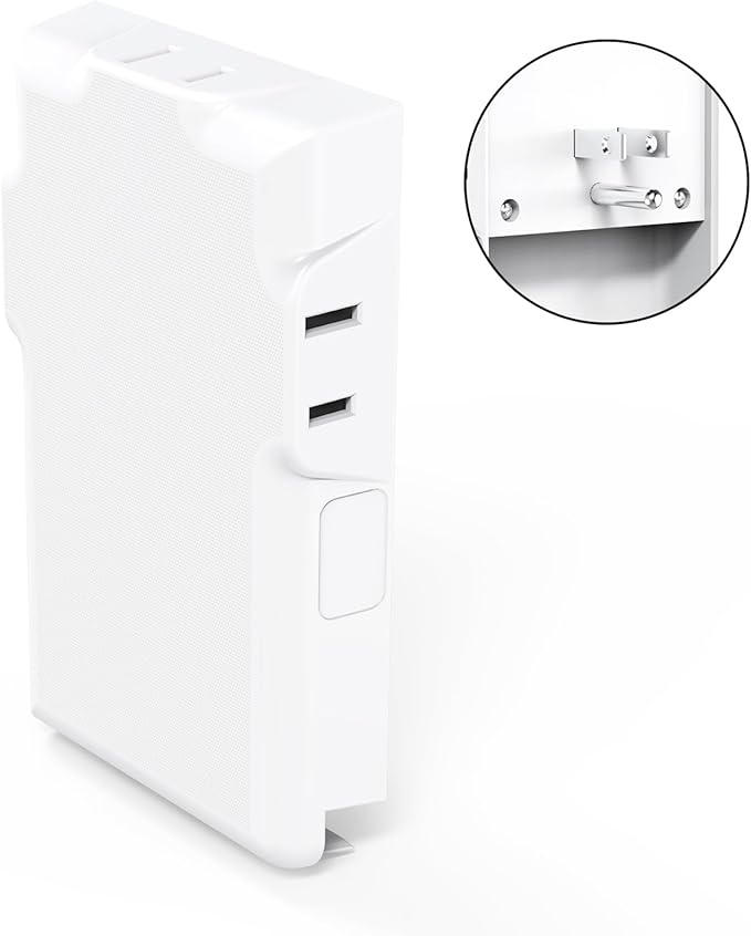 Power Strip Surge Protector with Outlet Cover, 6 AC Outlets Surge Protection, 4 USB Ports, 5ft Extension Cord, Wall Mount Flat Plug for Indoor Home Office Kitchen, White