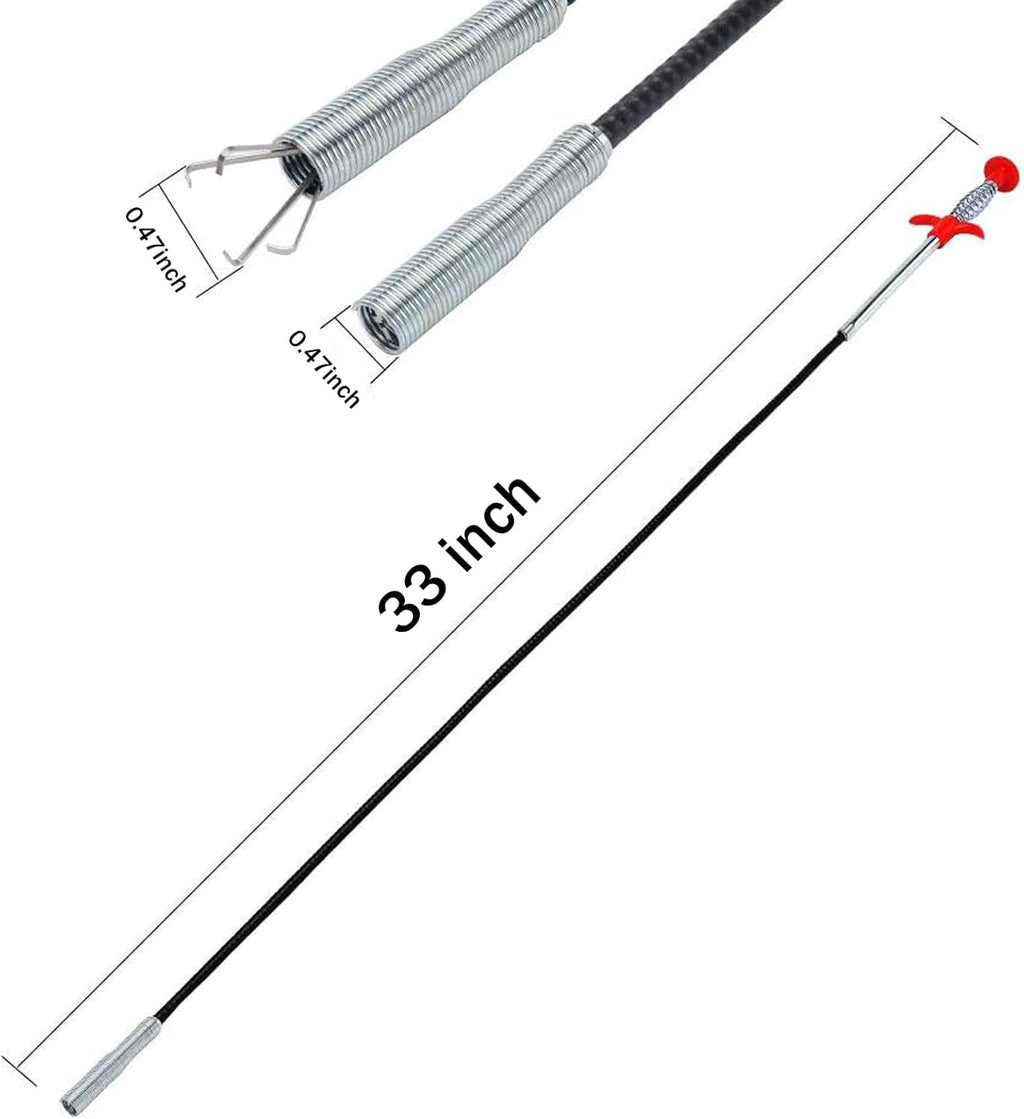 Drain Snake Hair Drain Clog Remover 33 Inch Flexible Grabber Claw Pick Up Reacher Tool - Gutter Cleaning Tools for Home Sink, Bathroom Tub,Drain, Toilet, Tight Spaces