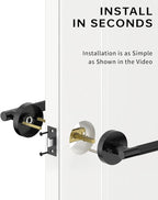 Asidrama 6 Pack Passage Door Handles, Door Lever with Door Knobs Indoor for Bedroom or Bathroom, Heavy Duty Black Door Handles Interior with Locks for Left Right Sided Doors