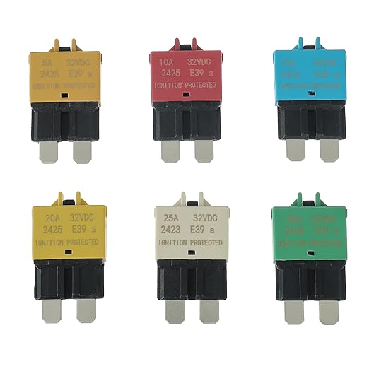 5A 10A 15A 20A 25A 30A DC 12V-32V Manual Reset Circuit Breaker ATC/ATO Low Profile T3 Mini Blade Fuses Breakers for Car Trucks Marine Boat RV Solar and More,2 Pack