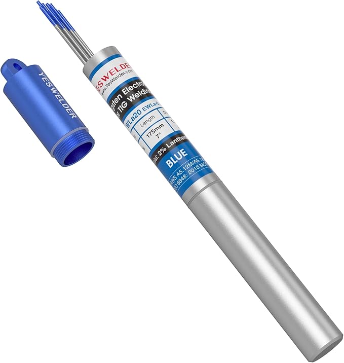 YESWELDER TIG Welding Tungsten Electrode 2% Lanthanated .040" x 7" (Blue, WL20/EWLa-2) 10-pk
