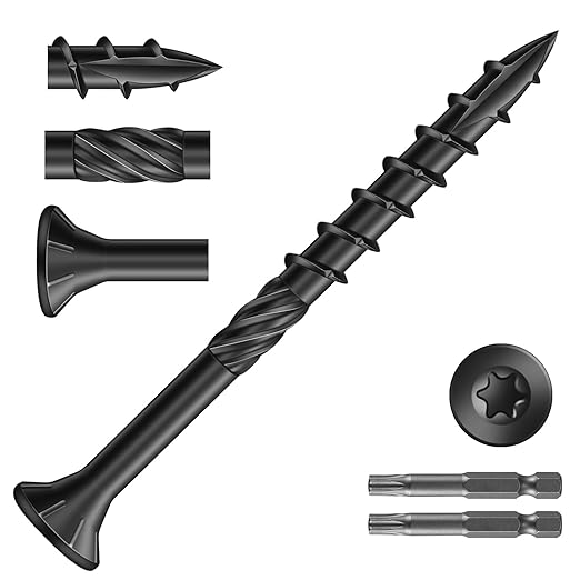 #8 x 2 Inch Deck Screws (765Pcs) 6lb. Carbon Steel, Black, Flat Head, Rust Resistant epoxy Coated, with T25 Star Bit