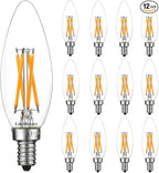 LiteHistory E12 led Bulb Dimmable 6W Equal 60 Watt LED Light Bulbs 2700K AC120V Edison Bulb B10 B11 Candelabra Bulbs for Chandelier and Ceiling Fan Light Bulbs 600LM e12 Bulb 12Pack
