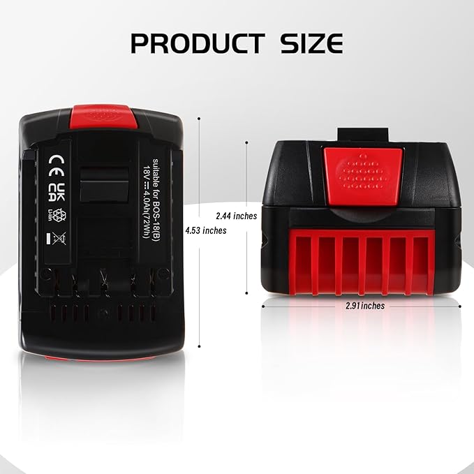 BAT609 Battery, 18V 4.0Ah Li-ion Battery Replace for Bosch 18V Cordless Power Tools Extended Batteries Rechargeable