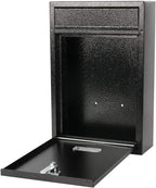 KYODOLED Key Lock MailBoxes for Outside, Locking Wall Mount Mailbox, Security Key Drop Box for Letters Newspapers, Cards, 12.4H x 8.54L x 3.35W Inches, Black