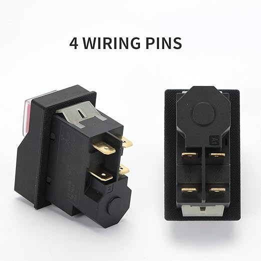 Magnetic On-Off Switch Electromagnetic Pushbutton Switches for Electric Power Tools Grinder Cutting Machine Tool Equipment,4 Pins 16A 110V