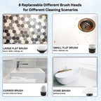 Electric Spin Scrubber, Cordless Cleaning Brush with 8 Replaceable Heads, Adjustable Handle, Dual Speed Power Scrubber for Bathroom, Bathtub, Floor, Tile, and Kitchen Cleaning