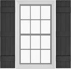 Board & Batten Vinyl Shutters (1 Pair) | 11"x75" (3-Board) - Black Cosmos/Paintable | Exterior Window Shutters | Includes Mounting Hardware | Simple Installation | Made in USA