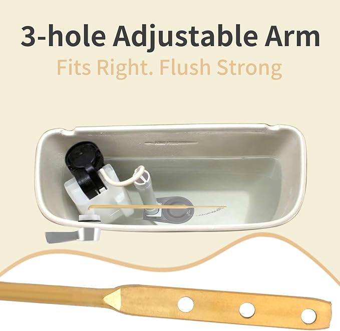 jamini Universal Front-Mount Toilet Handle Kit - Durable Brass Lever with Chrome Finish, Adjustable Arm & Stainless Steel Flapper Chain for Most Toilets