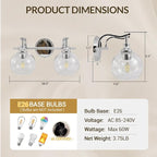ANDY STAR Chrome Bathroom Light Fixture, 2-Light Modern Vanity Lights, Modern Wall Sconce with Clear Globe Glass Shades, Industrial Wall Lamp with Curved Arm for Bathroom, Powder Room, Over a Mirror