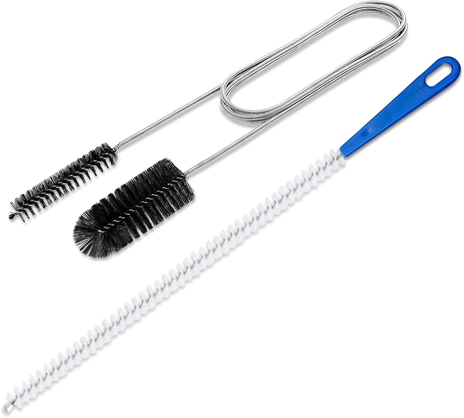 Flexible Extra Long Drain Brush, Drain Unblocker Tools,61 inch Pipe Cleaner Brush and 17.7 inch Sink Unblocker Tool, Double Ended Nylon for Curved Pipes and Slim Holes