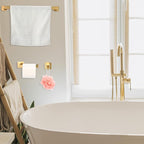 Gisafai 10 Pcs Bathroom Hardware Accessories Set 23.6 Inch Bath Towel Bar Kit Stainless Steel Bathroom Hardware Set Towel Racks Ring Hooks Paper Holder for Wall Mounted (Gold)