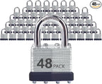 Keyed Alike Laminated Steel Padlocks with Normal Shackle for Sheds, Fences & Lockers (48-Pack)