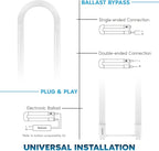 Luxrite U Bend LED Tube Light, T8 T12, 17.5W (32W Equivalent), 3 Colors 3500K | 4000K | 5000K, 2100 Lumens, Fluorescent Light Tube Replacement, Direct or Ballast Bypass, UL Certified, G13 Base, 6-Pack