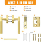 Amerdeco 3 Pack Brushed Gold Door Handles Interior, Knurled Privacy Door Handles with Lock,Heavy Duty Gold Door Lever for Bedroom or Bathroom,Reversible Keyless for Left Right Handed Doors