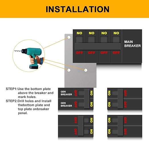 Generator Interlock Kit Compatible with GE General Electeric Vertical Main 150 and 200 Amp Panels,for Siemens 200 Amp Panel Interlock Kit,2 1/4 Inch Spacing spacing Between Main and Branch Breake