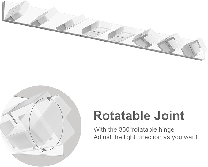 Ralbay 52" Modern Chrome Vanity Lights 8 Lights Acrylic Stainless Steel LED Vanity Light Fixtures Chrome Bathroom Lighting Over Mirror