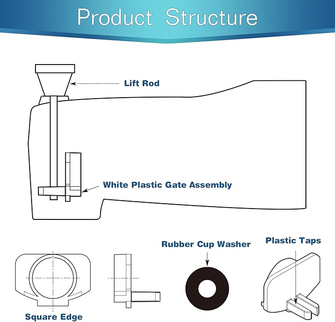 Enhon 2 Set Tub Spout Diverter Repair Kit, Includes 2 x Diverter Valve Stems, 2 x Cup Seals and 2 x Gates, Bathroom Shower Bathtub Leaky Faucet Repair Replacement Parts (Chrome,Classic)